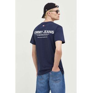 Bavlněné tričko Tommy Jeans tmavomodrá barva, s potiskem