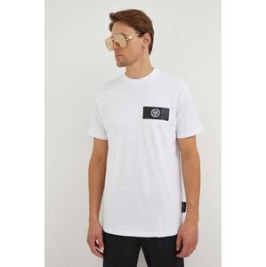 Bavlněné tričko PLEIN SPORT bílá barva, s aplikací