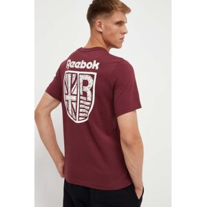 Bavlněné tričko Reebok vínová barva, s potiskem