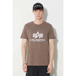 Bavlněné tričko Alpha Industries Basic T-Shirt béžová barva, s potiskem, 100501.183