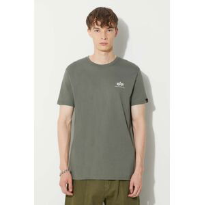 Bavlněné tričko Alpha Industries Basic T Small Logo zelená barva, s potiskem, 188505.432