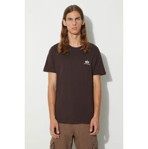 Bavlněné tričko Alpha Industries Basic T Small Logo hnědá barva, 188505.696