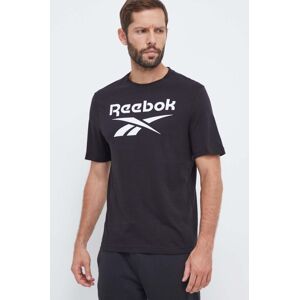 Bavlněné tričko Reebok černá barva, s potiskem