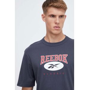 Bavlněné tričko Reebok Classic tmavomodrá barva, s potiskem