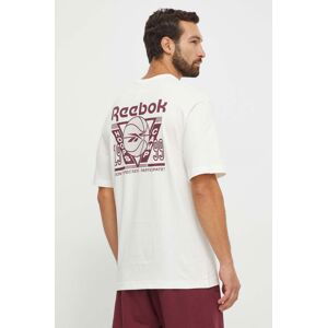 Bavlněné tričko Reebok Classic Basketball béžová barva, s potiskem