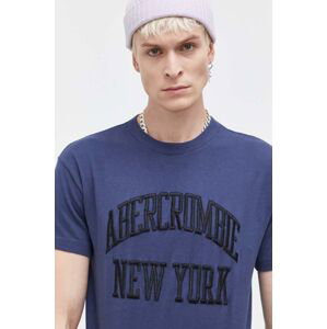 Bavlněné tričko Abercrombie & Fitch tmavomodrá barva, s aplikací