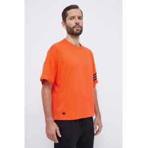 Bavlněné tričko adidas Originals oranžová barva, s aplikací