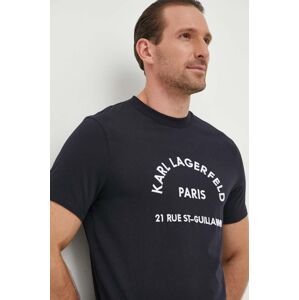 Bavlněné tričko Karl Lagerfeld tmavomodrá barva, s aplikací