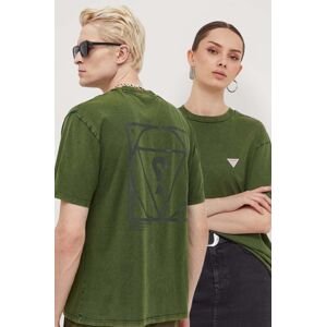 Bavlněné tričko Guess Originals zelená barva