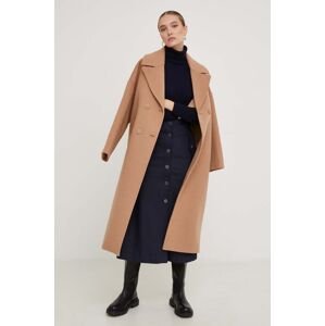 Vlněný kabát Answear Lab hnědá barva, přechodný, oversize
