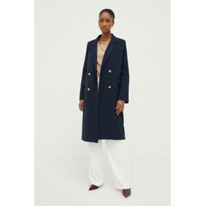 Kabát Answear Lab dámský, tmavomodrá barva, přechodný, dvouřadový