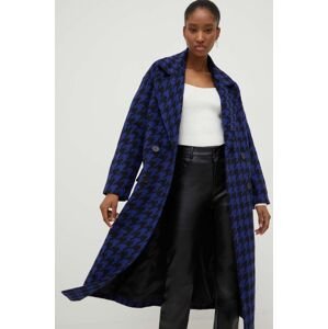 Kabát Answear Lab dámský, tmavomodrá barva, přechodný, dvouřadový