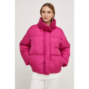 Bunda Answear Lab dámská, růžová barva, zimní, oversize