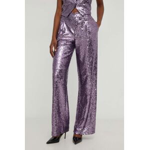 Kalhoty Answear Lab dámské, fialová barva, široké, high waist