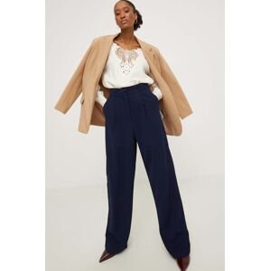 Kalhoty Answear Lab dámské, tmavomodrá barva, jednoduché, high waist
