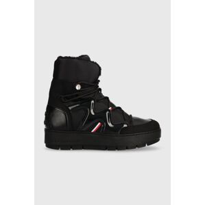 Sněhule Tommy Hilfiger PATENT SNOWBOOT černá barva, FW0FW07852