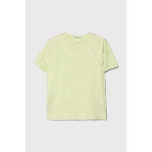 Dětské bavlněné tričko Calvin Klein Jeans zelená barva