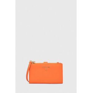 Kožená peněženka Patrizia Pepe oranžová barva