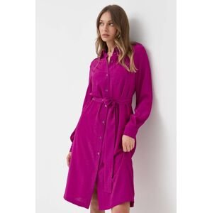 Šaty s příměsí hedvábí Pinko fialová barva, mini