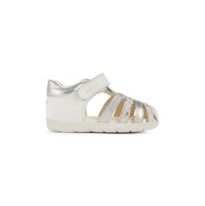 Dětské kožené sandály Geox stříbrná barva