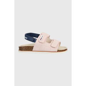 Dětské semišové sandály Pepe Jeans růžová barva