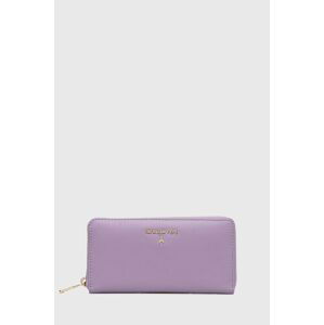 Kožená peněženka Patrizia Pepe fialová barva