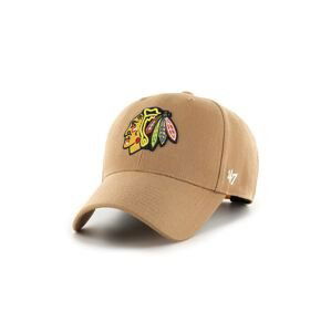 Čepice 47brand Chicago Blackhawks hnědá barva, s aplikací