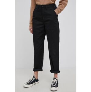 Kalhoty Vans dámské, černá barva, jednoduché, high waist, VN0A5JOHBLK1-BLACK