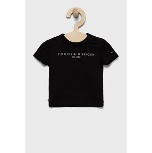 Dětské tričko Tommy Hilfiger černá barva