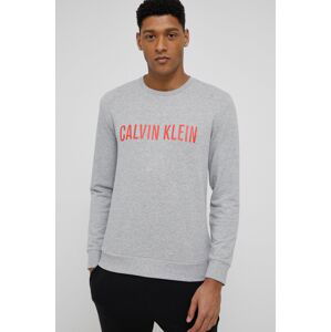 Pyžamové tričko s dlouhým rukávem Calvin Klein Underwear šedá barva, hladké