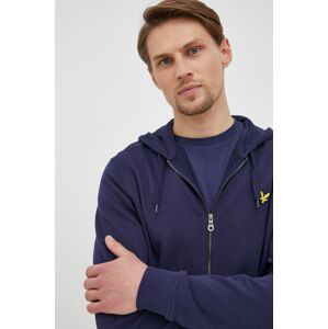 Bavlněná mikina Lyle & Scott pánská, tmavomodrá barva, hladká