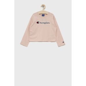 Dětská bavlněná košile s dlouhým rukávem Champion 404233 růžová barva