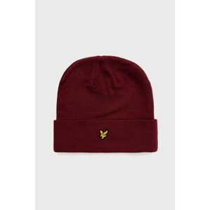 Čepice Lyle & Scott vínová barva, z tenké pleteniny