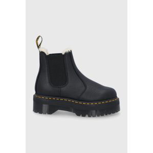 Kožené kotníkové boty Dr. Martens 2976 Quad Fl dámské, černá barva, na platformě, zateplené, 25635001