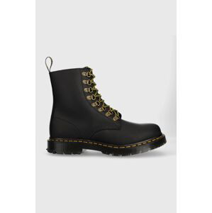 Kožené workery Dr. Martens 1460 Pascal dámské, černá barva, na plochém podpatku, zateplené