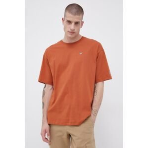 Bavlněné tričko Champion oranžová barva, s aplikací, 216548-MS053