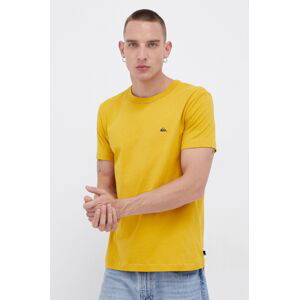 Bavlněné tričko Quiksilver žlutá barva, hladké