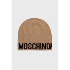 Čepice Moschino béžová barva, z tenké pleteniny