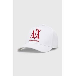 Bavlněná baseballová čepice Armani Exchange bílá barva, s aplikací, 954047 CC811 NOS