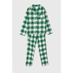 Dětské bavlněné pyžamo United Colors of Benetton zelená barva