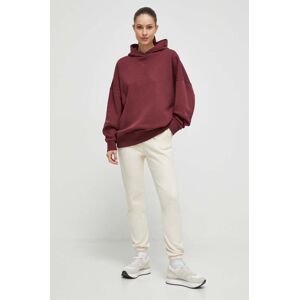 Mikina Reebok LUX COLLECTION dámská, vínová barva, s kapucí, hladká