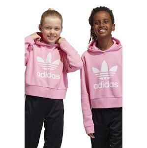 Dětská mikina adidas Originals růžová barva, s kapucí, s potiskem