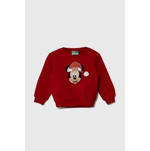 Dětská mikina United Colors of Benetton x Disney červená barva, s potiskem