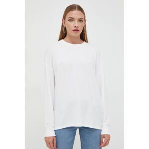 Tričko s dlouhým rukávem Abercrombie & Fitch bílá barva