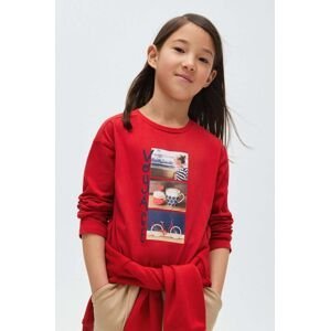 Dětská bavlněná košile s dlouhým rukávem Mayoral červená barva