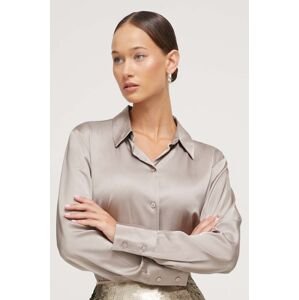 Košile Abercrombie & Fitch dámská, hnědá barva, relaxed, s klasickým límcem