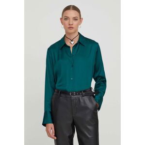 Košile Abercrombie & Fitch dámská, zelená barva, relaxed, s klasickým límcem