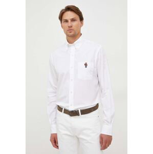 Košile Polo Ralph Lauren bílá barva, regular, s límečkem button-down