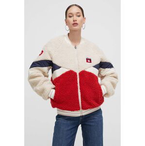 Bomber bunda Superdry béžová barva, přechodná, oversize