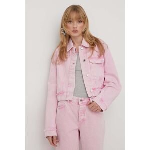 Džínová bunda Stine Goya Margaux dámská, růžová barva, přechodná, oversize